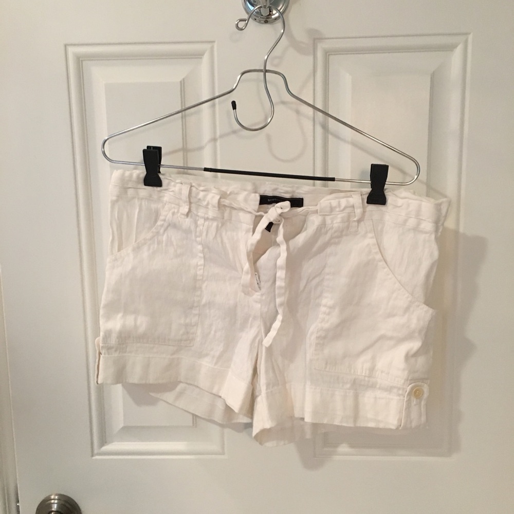 BCBGMAXAZRIA White Linen Shorts 6